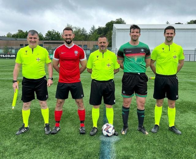 Match officials & captains prior to 2022 McAleavey Cup final